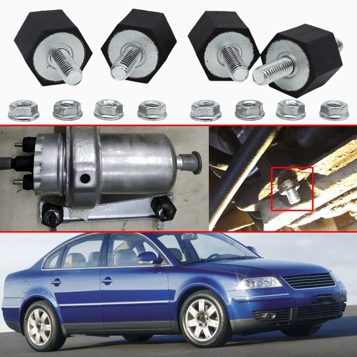 

Fuel Pump Rubber Mounts for VW Corrado 50 PASSAT B5 B5.5 Bus Vanagon Engine Cover Bracket Vibration Isolator Intercooler Nuts