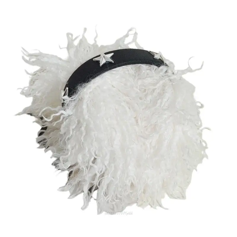 X5XA شرابات دافئة مزينة بأغطية أذن قابلة للطي مع زخارف معدنية عملية