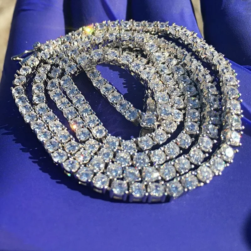 

6.5MM 6''-24'' Full Size One Row Diamonds Tennis Chain Solid 925 Silver VVS Moissanite Diamond Gold Iced Tennis Chains Necklace