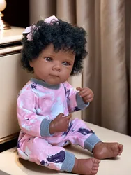 18 Inch Full Silicone Vinyl Bettie Girl Dark Skin Bebe Newborn Doll For Children Birthday Gifts