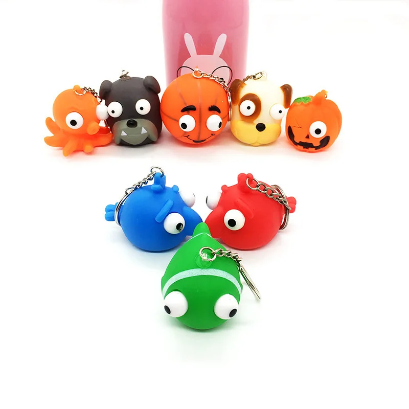 5Pcs Cute Cartoon Vent Squeeze Popeyed Treat Kids Birthday Party Favors Baby Shower Guest Gifts Finger Game Pinata Keychain Toys