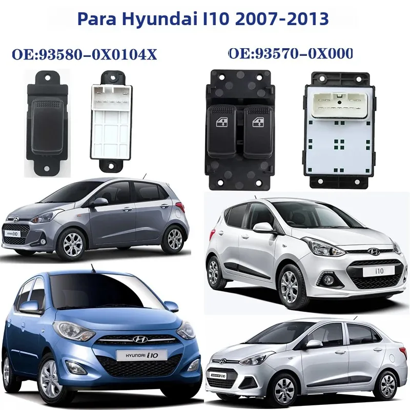Interruptor de Control Principal de Ventanas Eléctricas 93570-0X000 para Hyundai I10 2007 2008 2009 2010 2011 2012 2013 Botón del Pasajero 93580-0X0104X