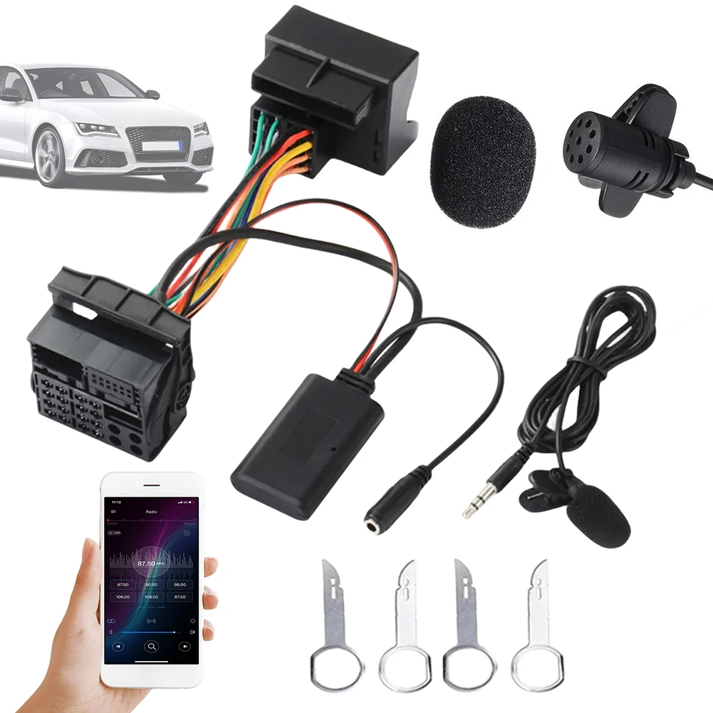 Aux-In Audio Kabelbaum Adapter Auto Bluetooth-Kompatibel Aux-in Adapter mit Mikrofon Freisprechen für Ford Focus MK2 2004-2011