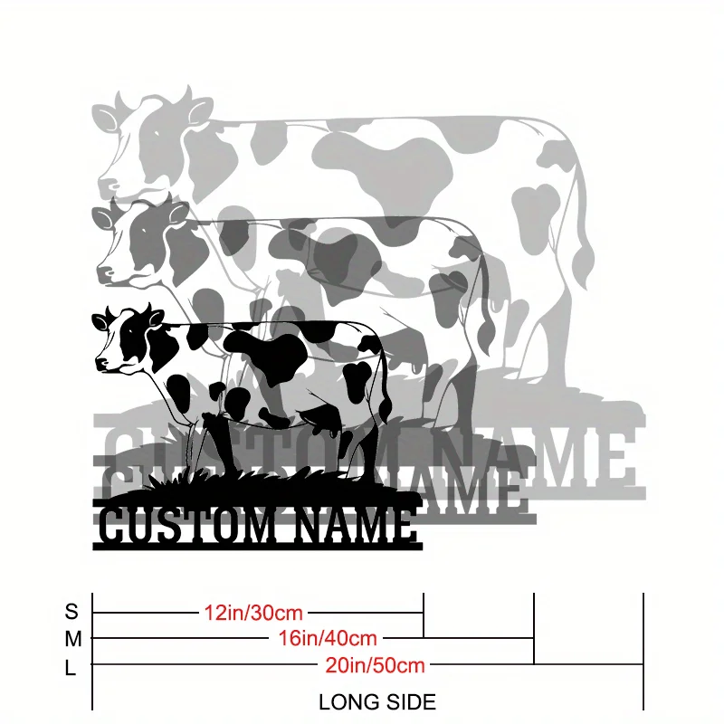 Custom Vintage Cow Farmhouse Metal Sign - Personalized Farm Wall Art, Barn Ranch Rustic Decor, Farmer Gift.