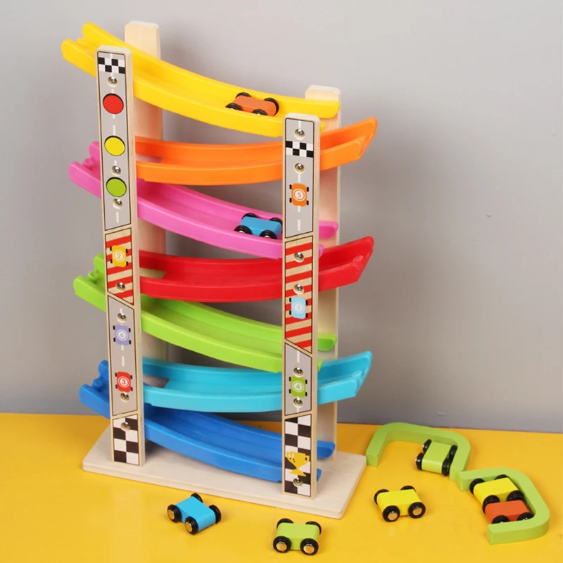 7-Layer Ramp Race Track & 8 Mini Inertia Car Sliding Toys Baby Toddler Motor Skill Developmental Learning Toys Kid Children Gift