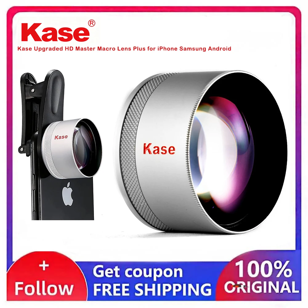 Kase HD Master Mobile Macro Lens 40-85mm Long Shoot Distance Close-Up Tool For iPhone 12 To 17 Series Samsung