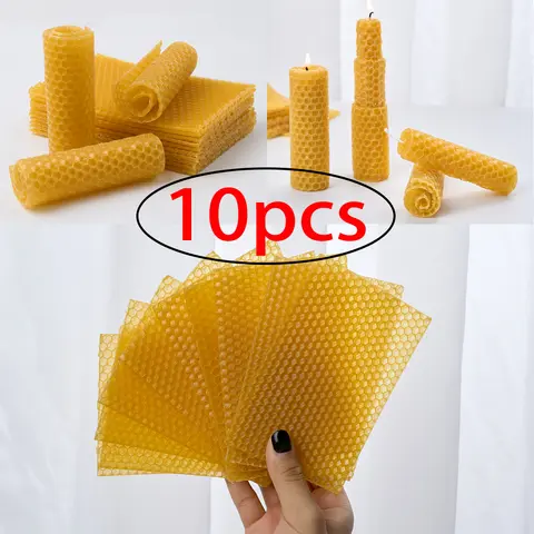 10PCS 천연 밀랍 플레이크 우수한 벌집 기본 정제 밀랍 정제 둥지 기본 벌집 DIY 손으로 압연 양초 재료