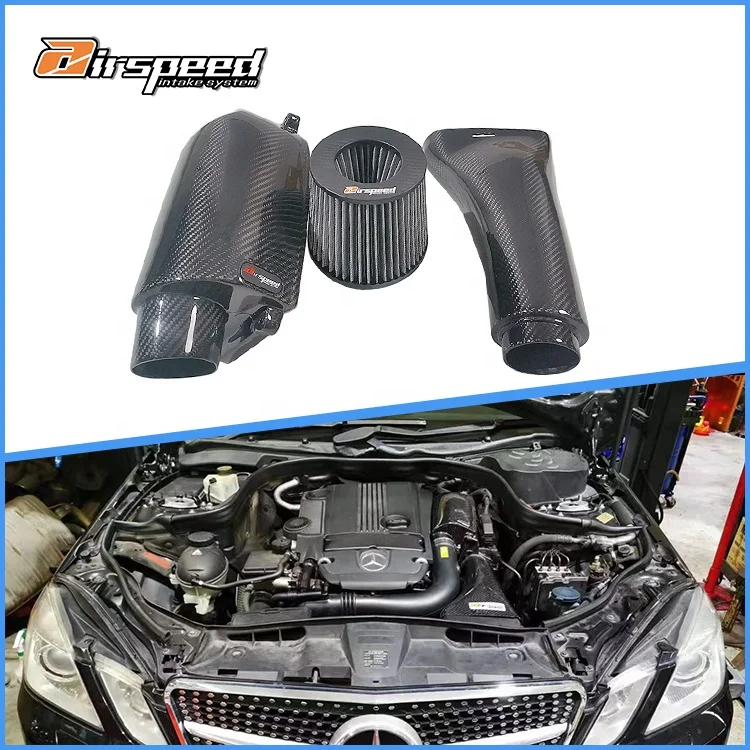 

Airspeed Dry Carbon Fiber Cold Air Intake System Kits for BENZ C200 C260 C300 C Class W204 1.8T