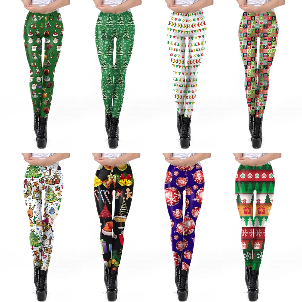 Zawand legging natal untuk wanita, Legging motif Natal lucu, celana olahraga ketat melar, celana legging latihan kebugaran Gym, celana olahraga Natal untuk wanita