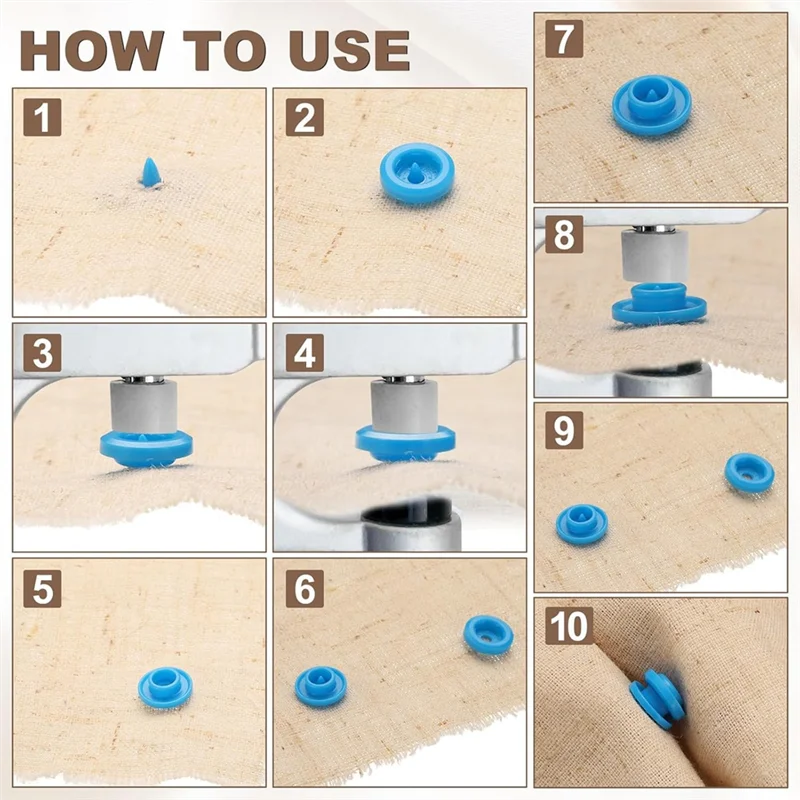 

A03F-Plastic Snaps Fasteners With Snap Pliers T8 Round Resin No-Sew Button Snap Fasteners Kit For Clothing Sewing Diapers