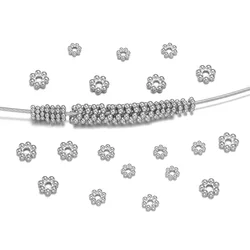 50pcs Stainless Steel Daisy Spacer Beads for Jewelry Making Snowflake Loose Bead Cap for DIY Bracelet Jewelry Making Supplies