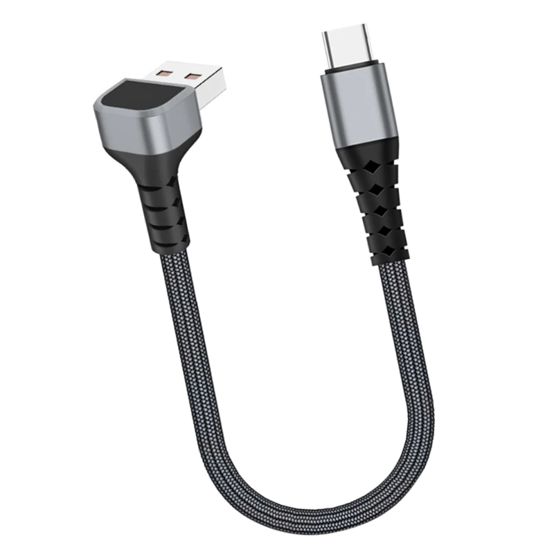 USB to Type C Fast Charging Cable with 90 Degree Elbow Data Cord for Smartphones and Tablets