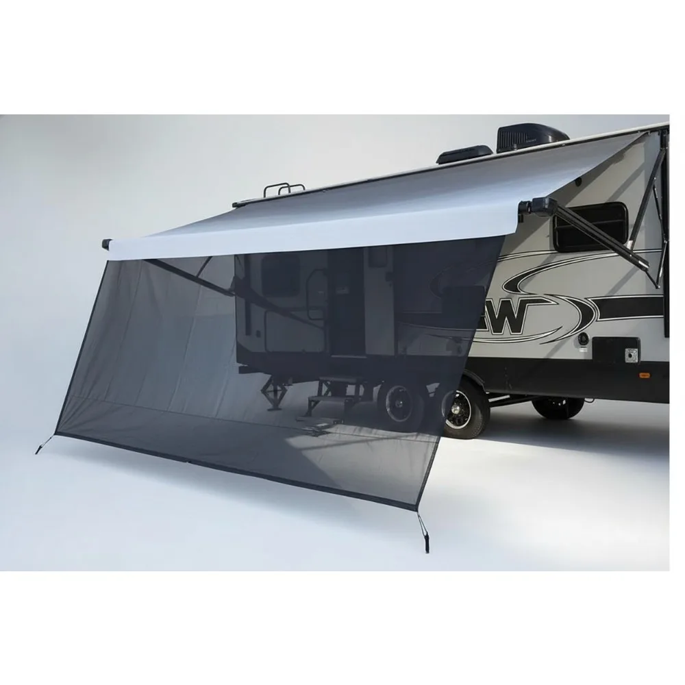 

RV Awning Sun Shade Screen 8'X15'3'' UV Blocker Mesh Sunscreen Motorhome Camper Trailer Shade Complete Kit