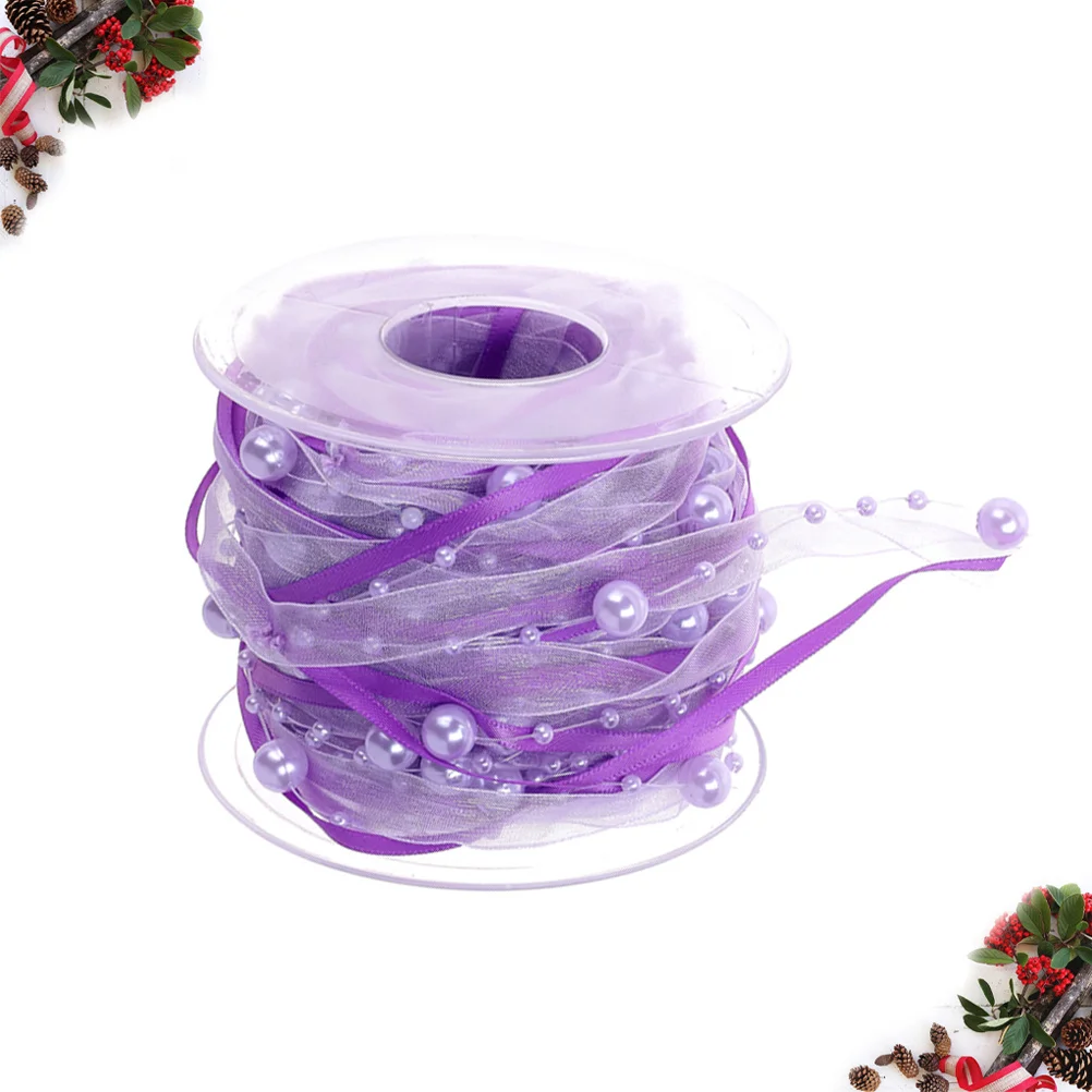 

1 Roll Violet Wedding Decorative Beaded Ribbon Creative Design for Party Bouquet Gift Wrapping and Christmas Decoration