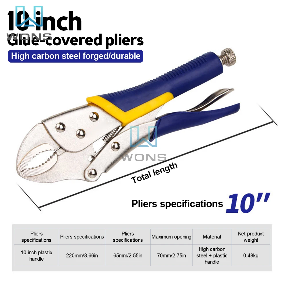 Imagem -04 - Quick Release Aço Carbono Multi Funcional Alicate Mandíbula Curva Nariz Longo Alicate de Bloqueio Conjunto com Punhos de Pinça 10 Pcs