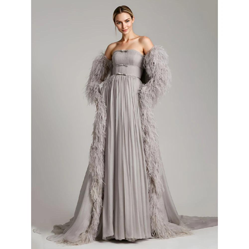 

ESBRIDE Women's Evening Dresses Long Sleeveless Strapless A-Line Dress Sexy Formal Prom Cocktail Party Gowns Luxury Dress