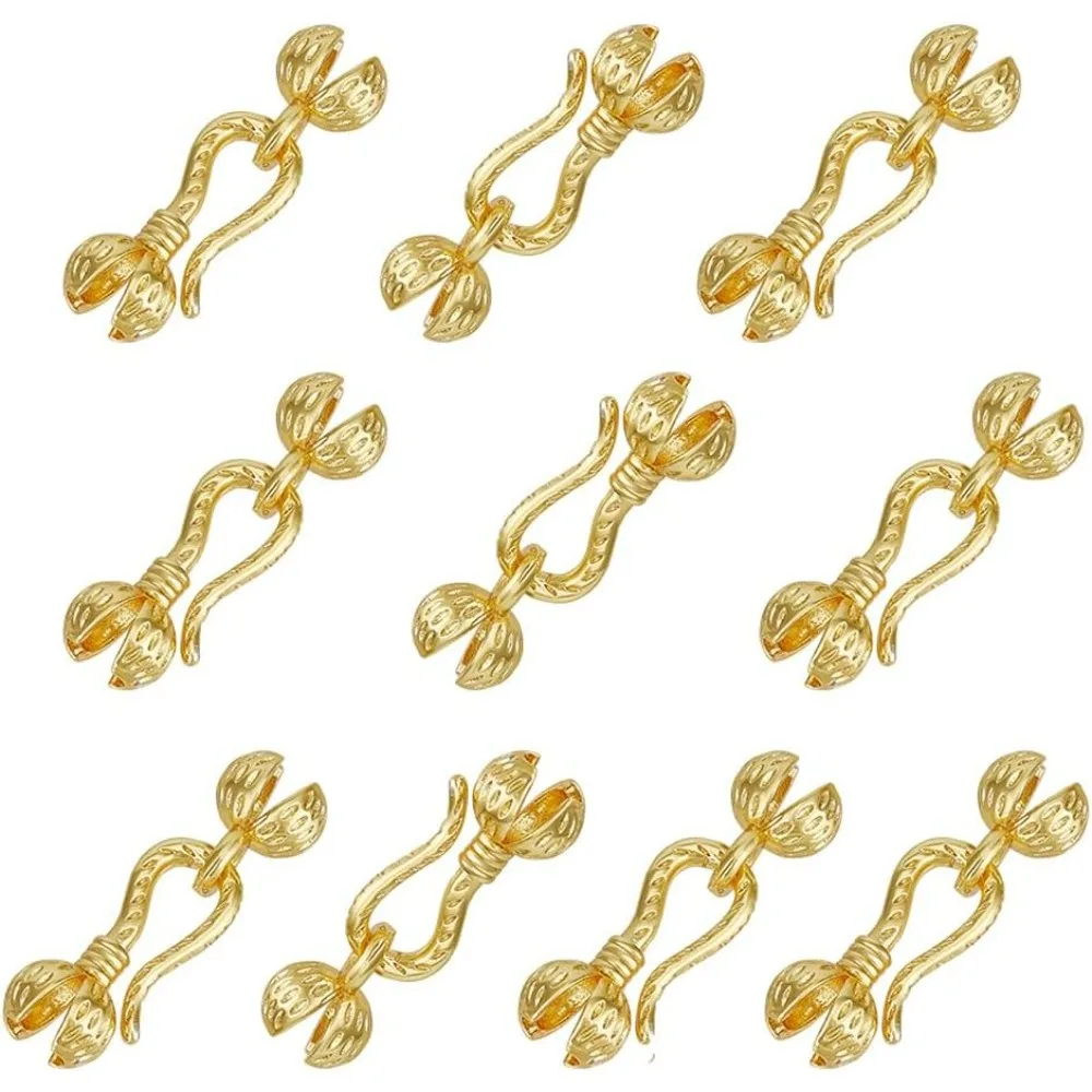 

10Pcs Real Double Crimp Cover Beads with Hook 9.5x5.5x6.5mm Tone Crimp Beads for DIY Crafting Jewelry
