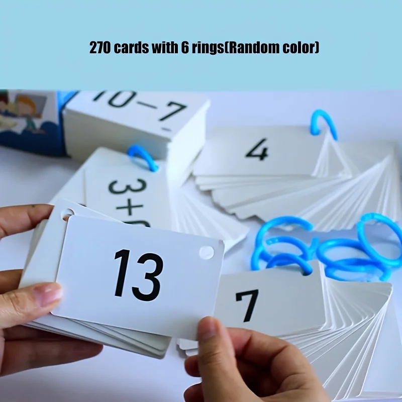 270pcs Within 20 Complete 1set Addition and Subtraction Flashcards Math Learning Set with Numbers Symbols & Practice Problems