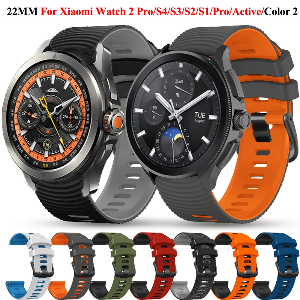 22MM Silicone Wrist Strap For Xiaomi Watch S4/2 Pro Sport Bands For Xiaomi Watch S3 S2 S1 Mi Watch Color 2/A2 Bracelet Watchband