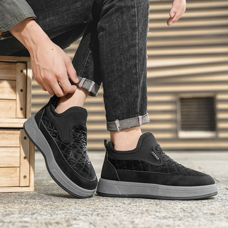 

Fashionable Snow Boots Warm Men's Solid Color Large Size Flat Heel Layer-on Fleece Autumn and Winter Casual Cotton Shoes