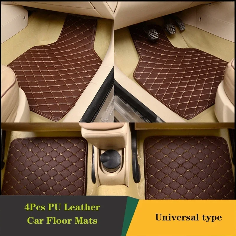 Car Floor Mats 4 Pcs Universal PU Leather Floor Mats Liners For Cars Truck SUV Front Rear Mats Foot Pad Car Accessories