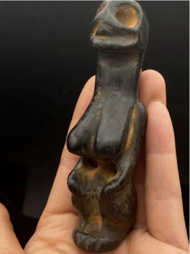 Chinese Hongshan Culture Meteorite Rare Woman Exquisite Hand Carved Pendant statues for decoration Collection ornaments Gift