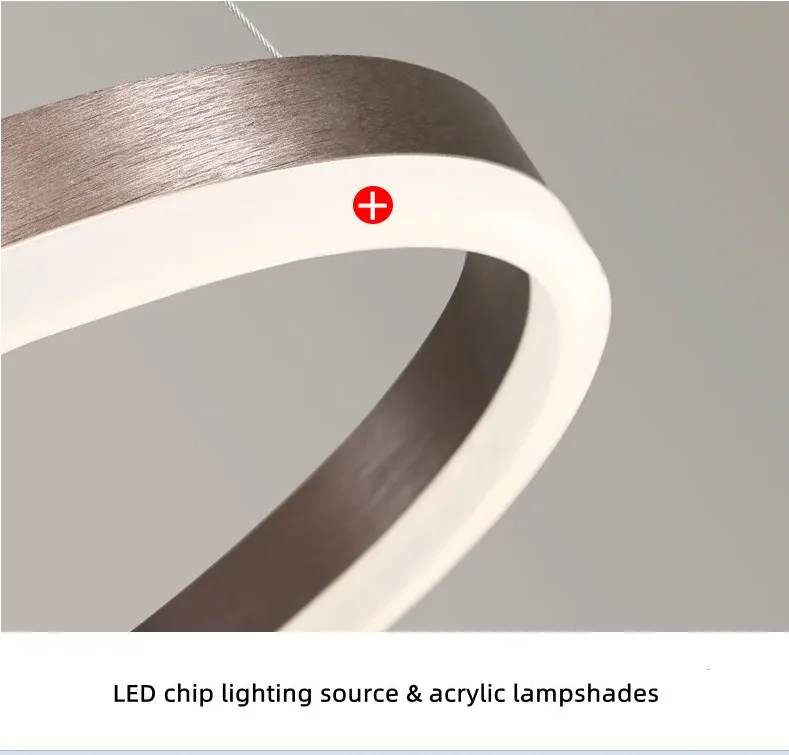 Lampu Gantung Led Cincin Tunggal Minimalis Nordic Lampu Gantung Liontin Kilau Lingkaran Aluminium Perlengkapan Lampu Led Dapat Diredupkan