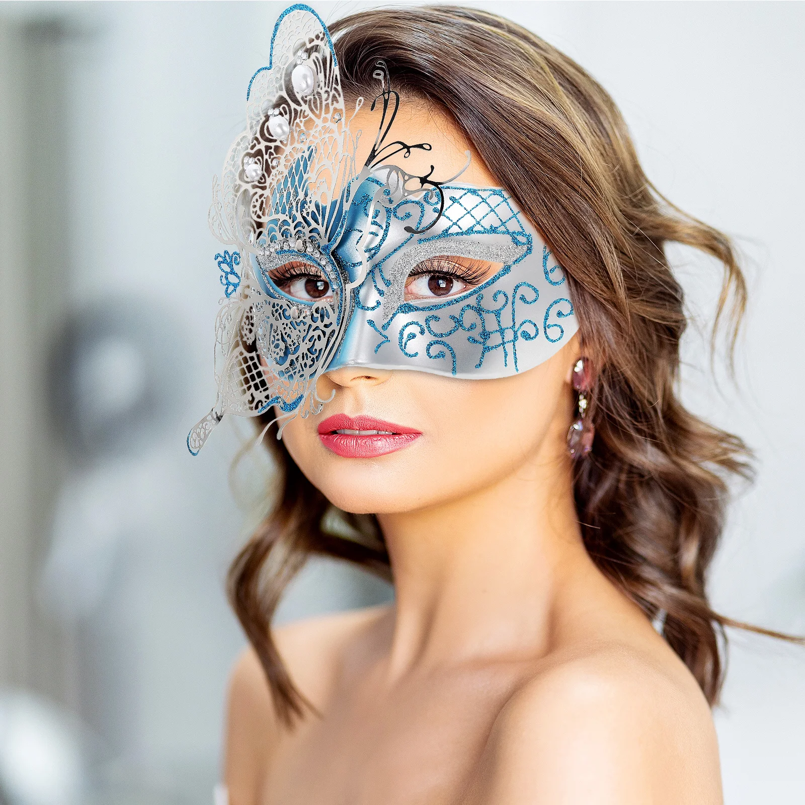 

Butterfly Masquerade Mask Half Face for Halloween Party Cosplay Women Adjustable Elastic Strap Fit Most Masquerade Masks Costume