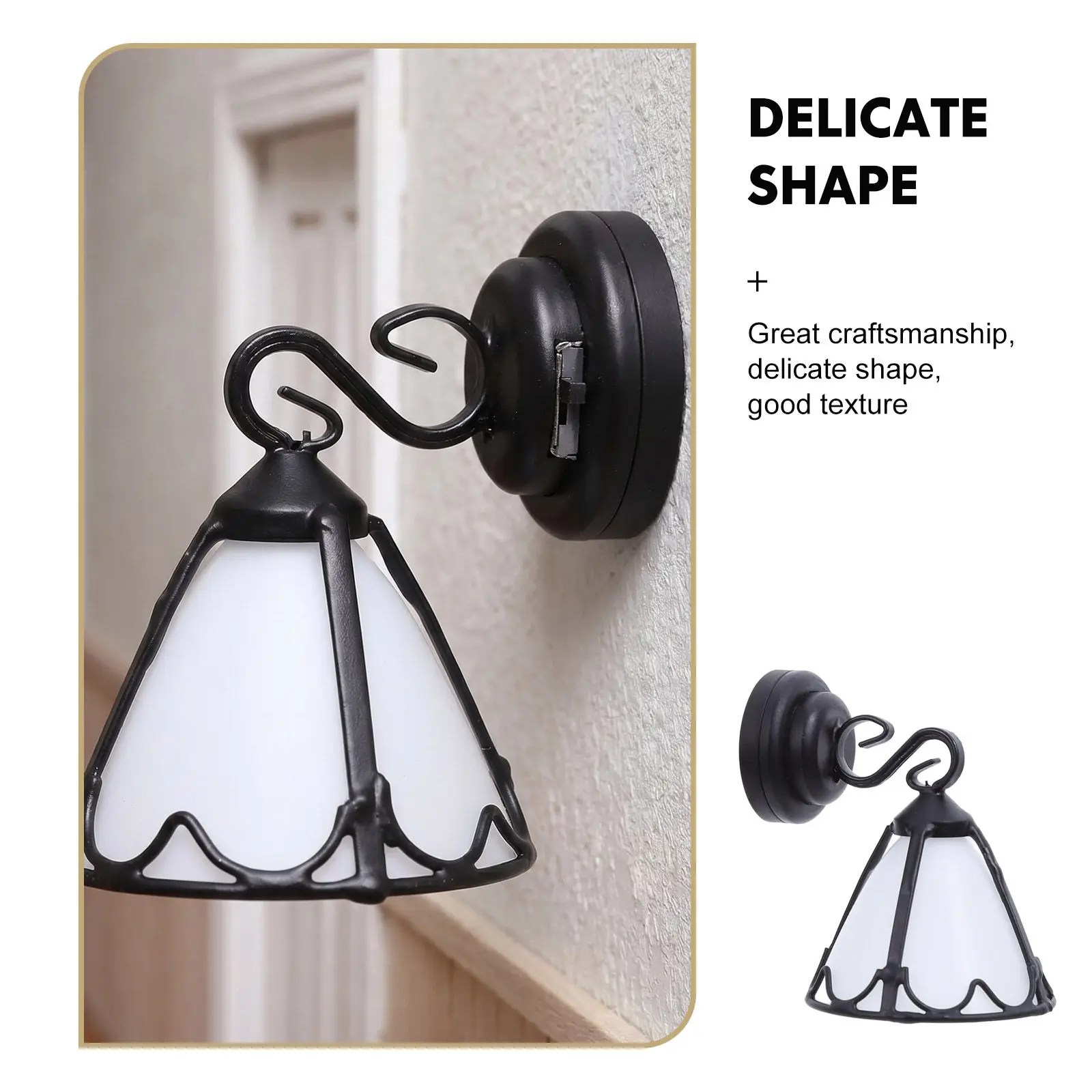 1 12 Scale Vintage Black Metal Mini Wall Sconce LED Dollhouse Wall Lamp for Living Room Lighting Fixture Miniature LED Lamp