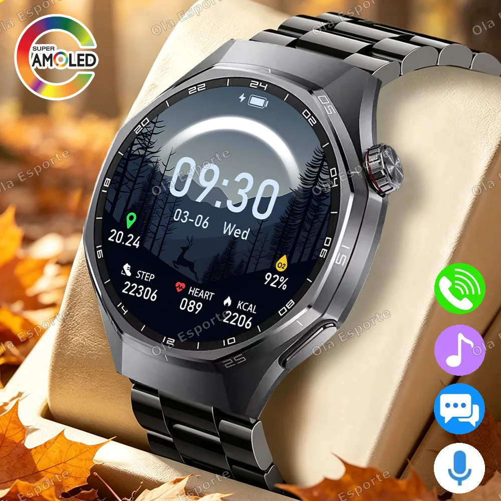 GPS Track Smart Watch Bluetooth Call Waterproof AMOLED Screen Custom DIY Watch Face Sports Smartwatch Men Women Android iOS Ht30
