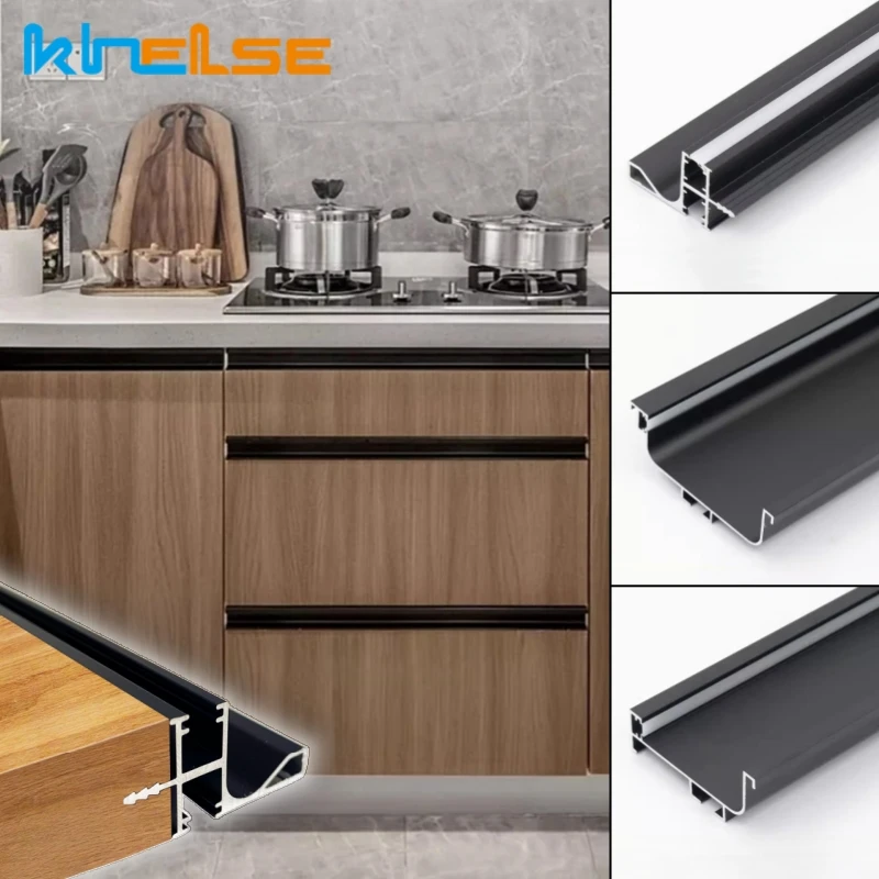 

Recessed Cabinet Pulls LED Aluminum Profile Hidden Drawer Handle Backlight Channel Kitchen Furniture Pull Linear Bar Strip Light