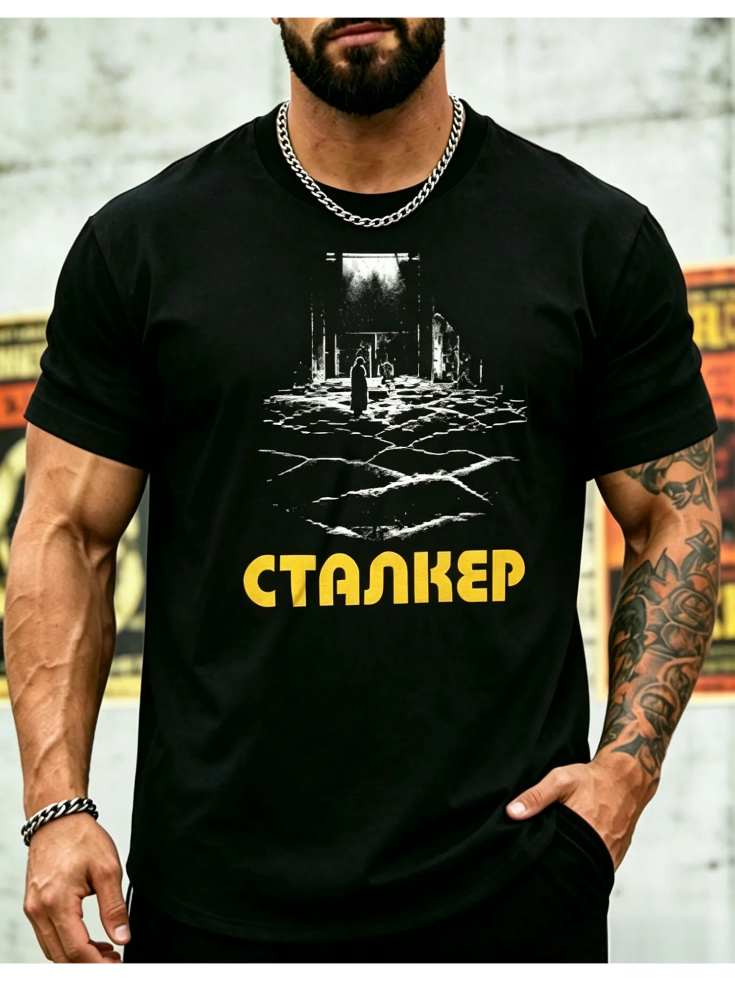 Stalker Movie T Shirt Andrei Tarkovsky Cult Classic Film Tee, Featuring Iconic Logo, Casual Round Neck, Perfect for Cinema And Stalker Gamebook Fans (Durable, All Season)