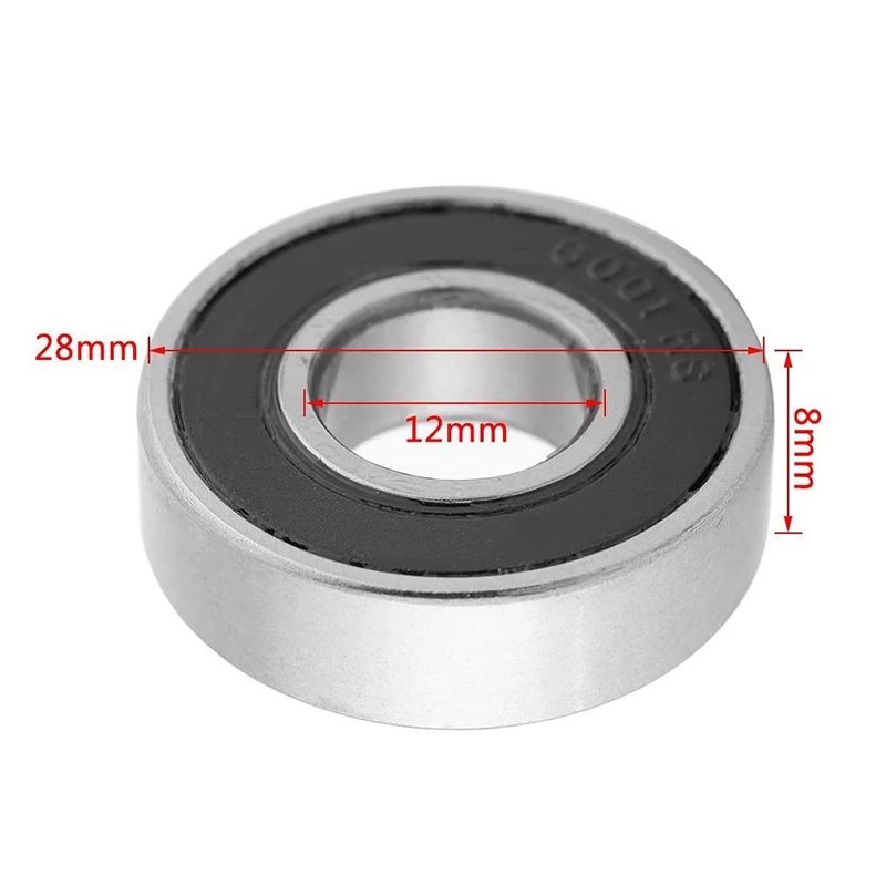 AT21-10 Pcs Ball Bearings Rolling Bearings Sealed Deep Groove Ball Bearings Bearing Steel 6001-2RS (12X28x8mm)