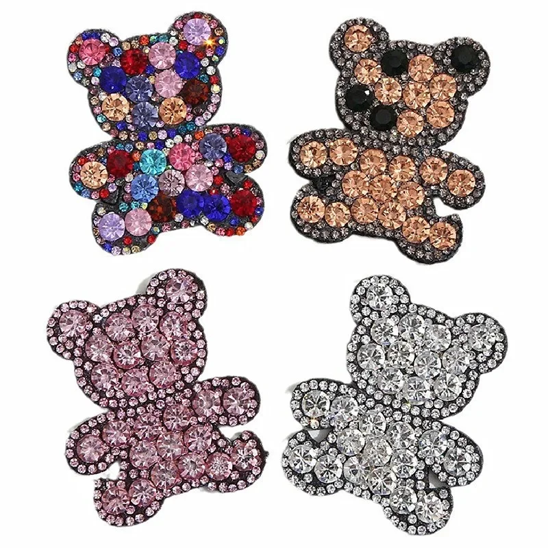 Fashion Rhinestone Patches Diamond Inlay Bear No-adhesive Cloth Luggage Dress Shoes Hats Accessories Party Banquet Women Gifts