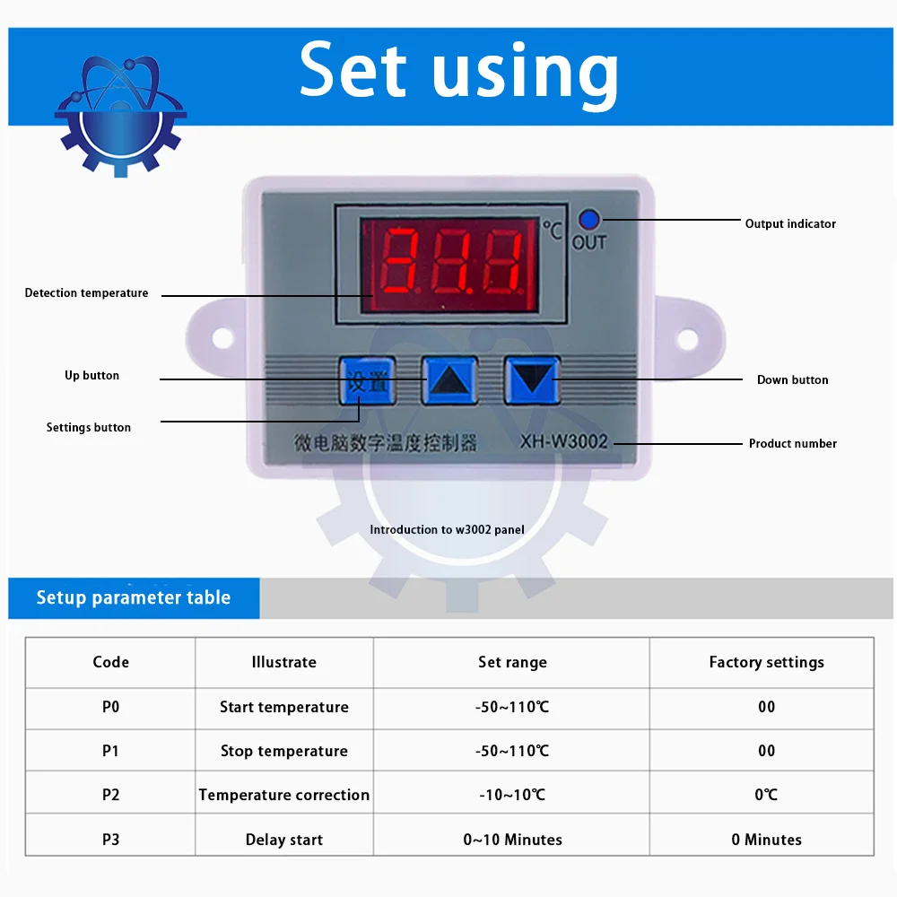 XH-W3002 Temperature Controller DC12V LED Microcomputer Digital Control Thermostat Microcomputer Switch Thermoregulator Sensor