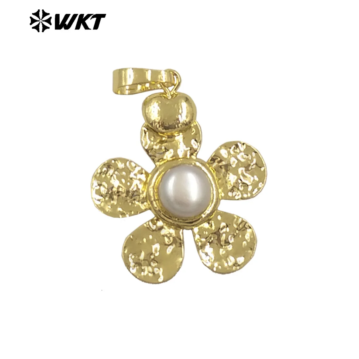 

WT-JP413 Newest Hot Fashion Handmake Natural Freshwater Pearl Flower Shape Pendant With Real Gold Plated For Women ACC
