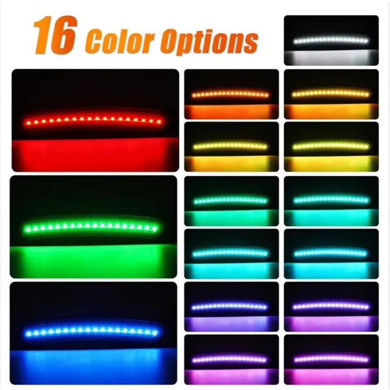 16Color LED Running Bumper Side Marker Light for Ford Mustang S650 2024-up Auto Accessories Indicator Lamp RGB Multi-Color
