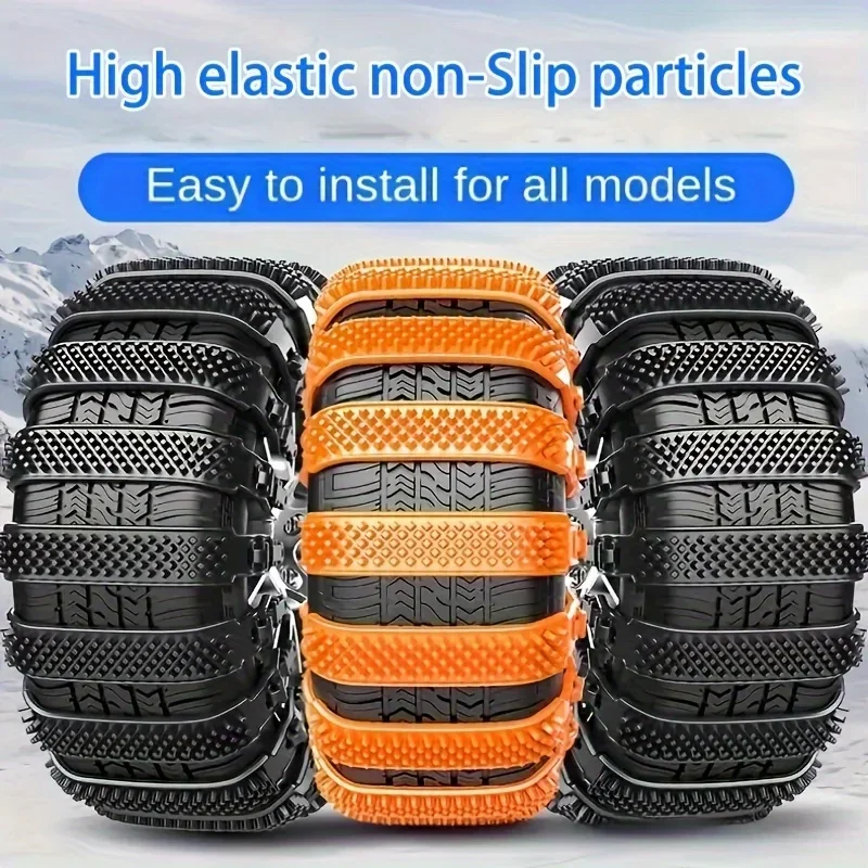 1-10PCS Car Tyre Anti-skid Chain Winter Anti-Slip Tyre Ties Outdoor Snow Orange Thickened Non Slip Chains Emergency Accessories