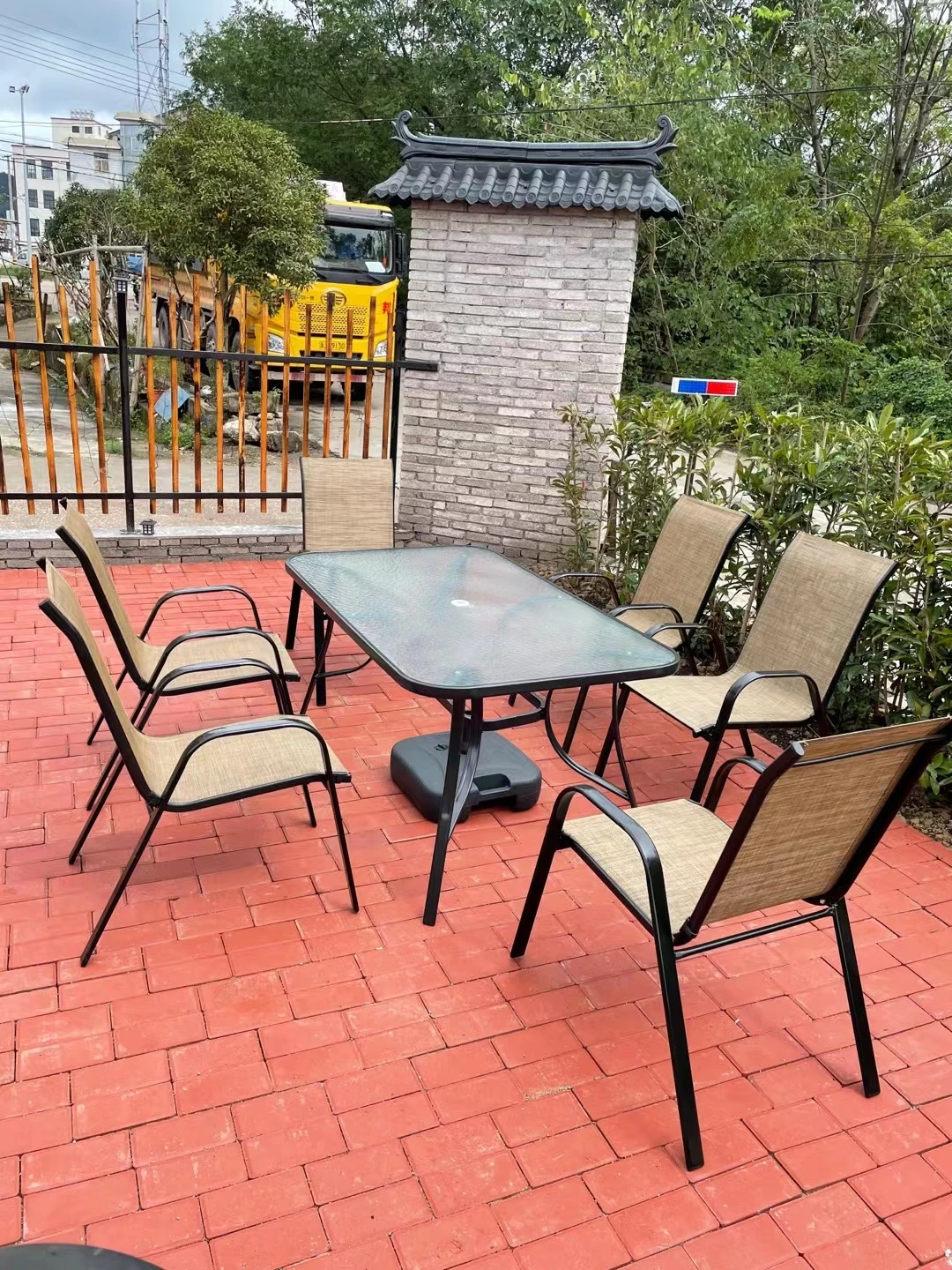 Outdoor Patio Bistro Dining Chair Table Set Garden Umbrella Parasol Furniturepromote sales