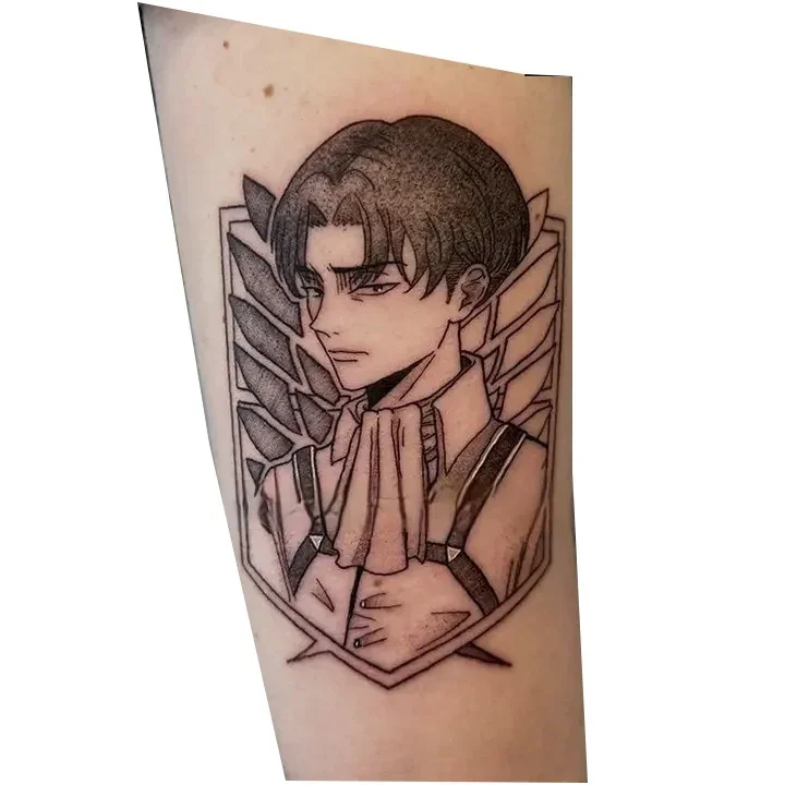 هجوم على تيتان ليفي أنيمي الوشم المؤقت الكرتون ريفايل أكرمان مقاوم للماء وهمية الوشم الوشم ملصقات الجسم للرجل امرأة #2