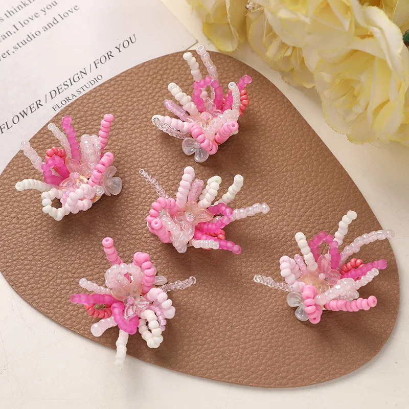 Handwoven Pink Flower Cluster Shoe Charms Cute 1 Piece for Sandals Clogs Summer Beach Vacation Lightweight Non Slip