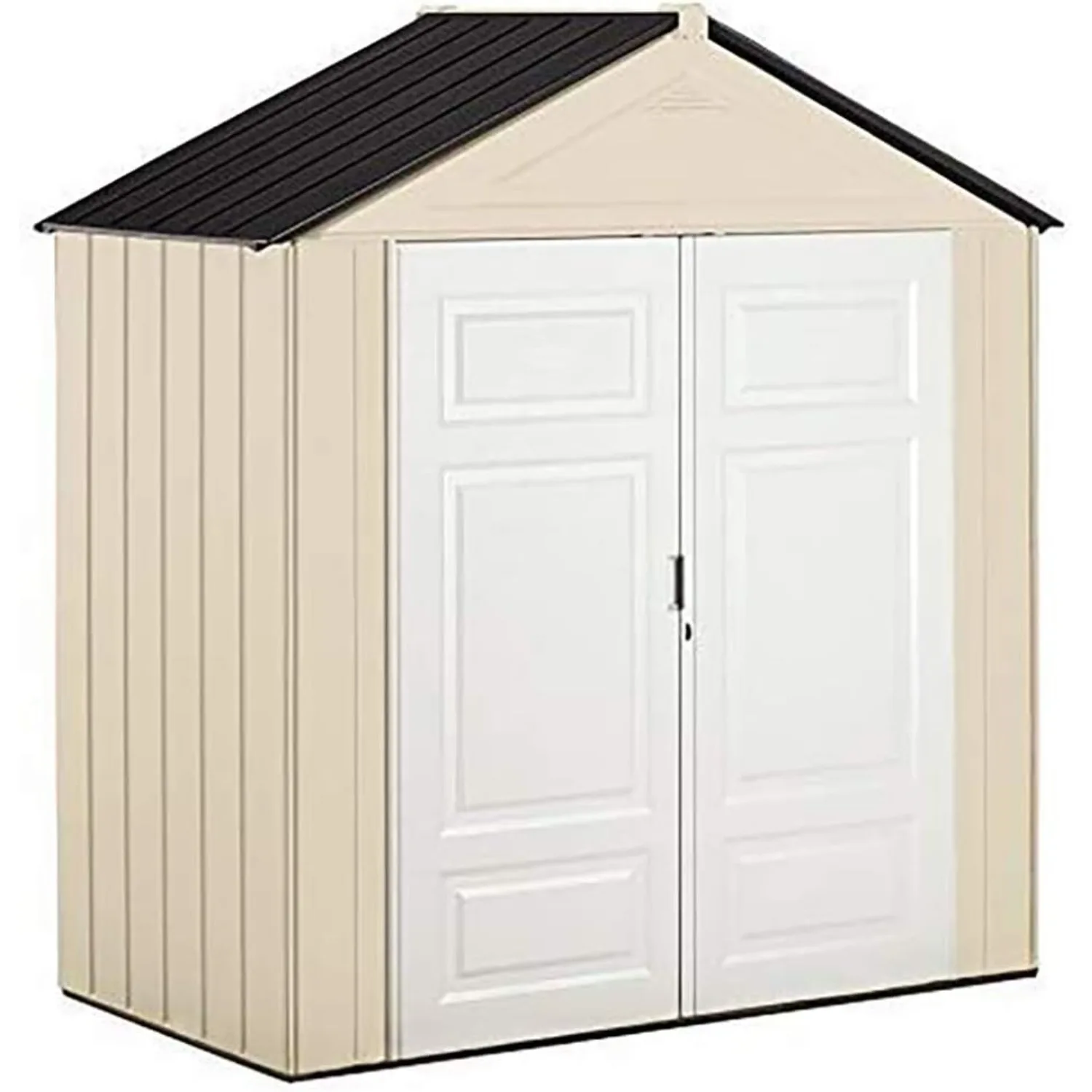 Rubbermaid Resin Weather Resistant Outdoor Storage Shed, 7 x 3.5 ft., Maple/Sandstone, for Garden/Backyard/Home/Pool