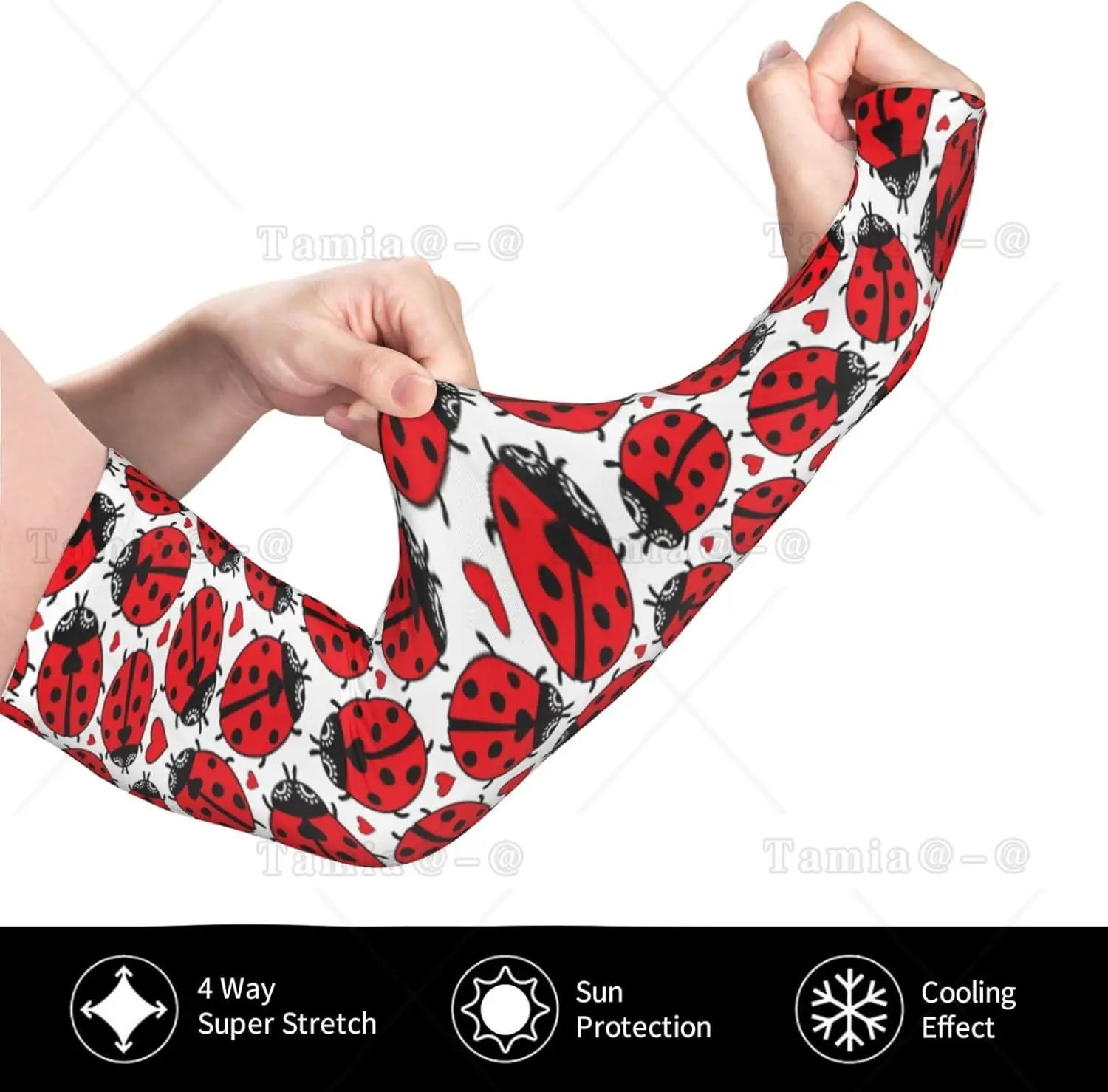 Floral Doodle Ladybird Love Print Arm Sleeves Cooling UV Sun Protection Sports Compression  for Men Women Golf Basketball