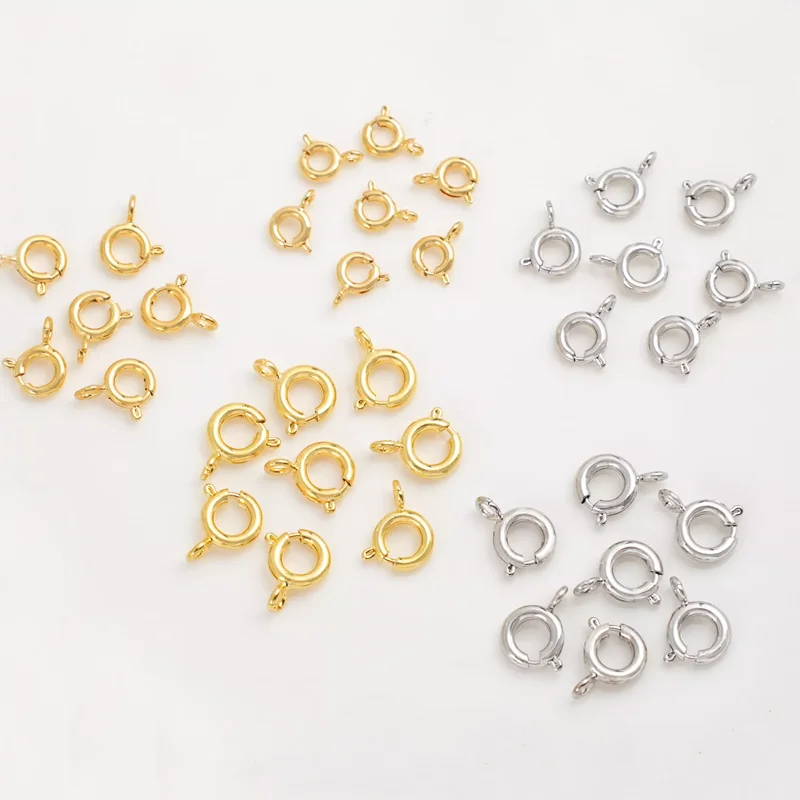 10/20Pcs 18K Gold Plated Spring Clasps For Jewelry Making Round Lobster Clasps For Bracelets Accessories DIY Necklaces Findings