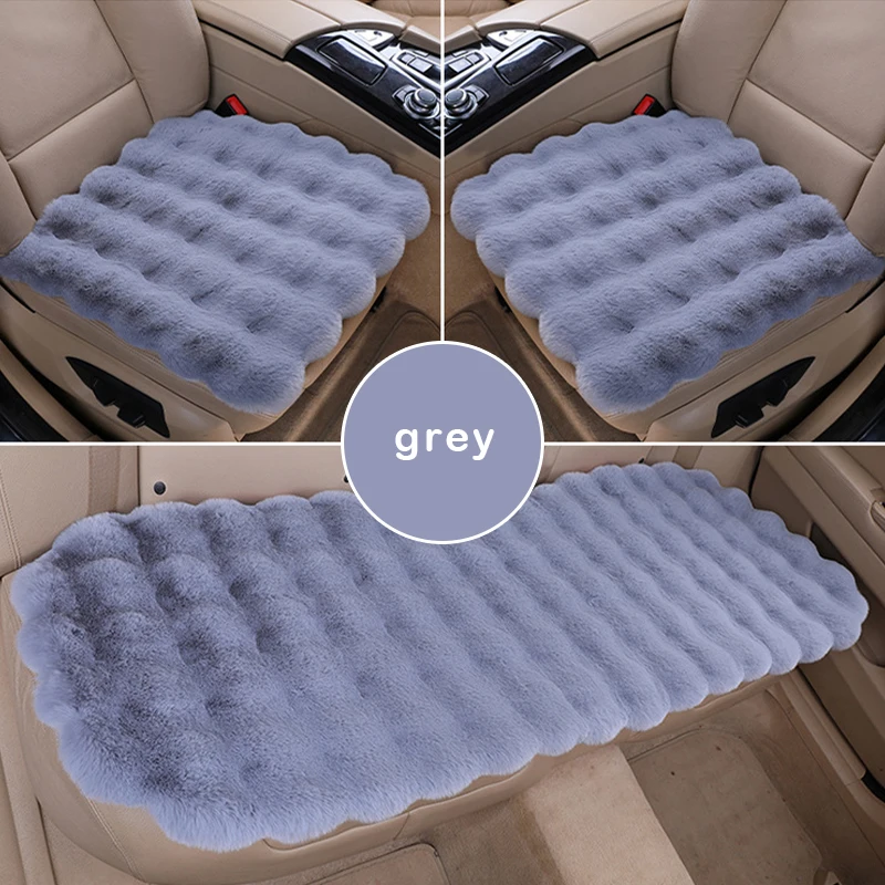 3pcs Set Comfort Universal Winter Car Seat Cushion Soft Imitation Rabbit Fur Car SUV Seat Cover Thick Plush Seat Protector Pad