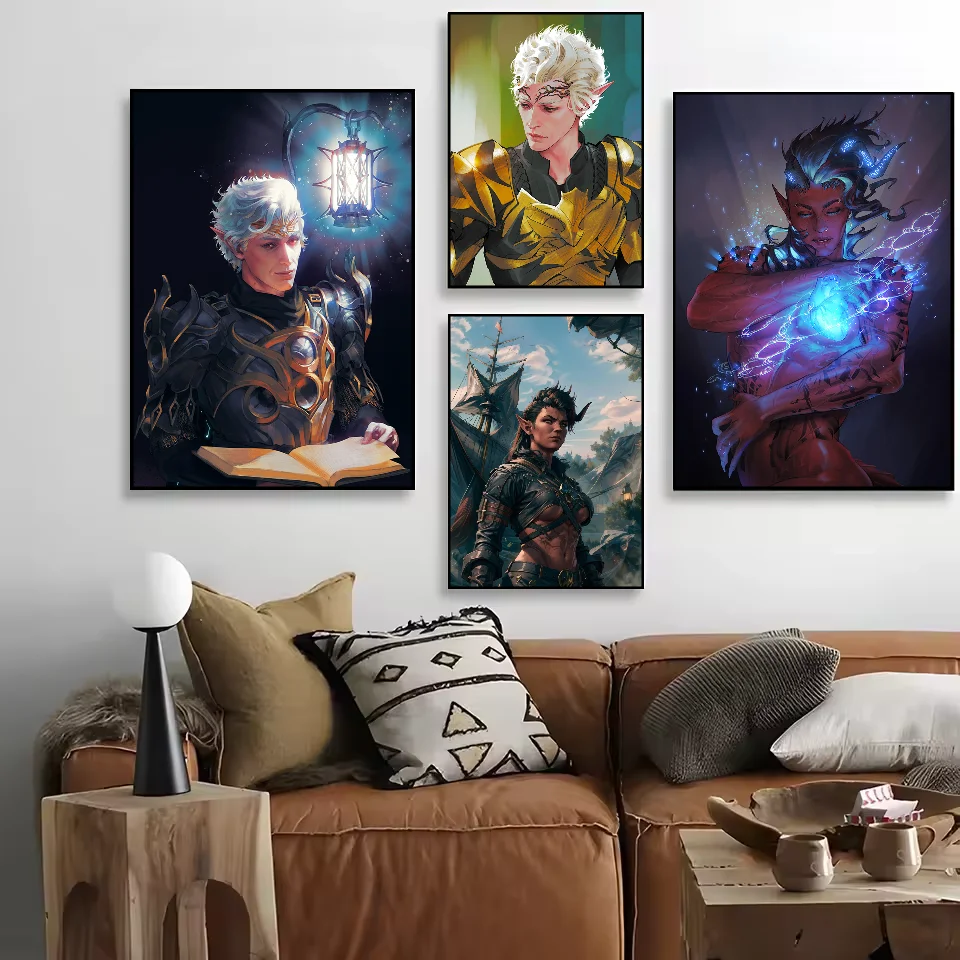 Baldurs Gate 3 Game Anime Poster HD Art Sticky Wall Waterproof Home Living Room Bedroom Bar Aesthetic Decoration