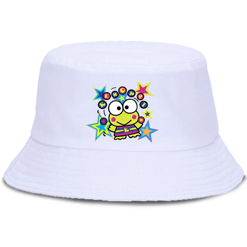 Anime Kerokero Keroppi Parent-child Bucket Hat Kids Summer Panama Bucket Cap Women Men Hip Hop Harajuku Fisherman Hat