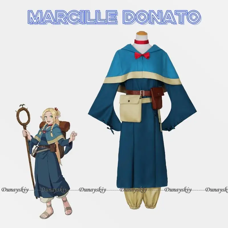 

Marcille Donato Anime Delicious in Dungeon Cosplay Costume Dress Cape Necklet Bloomers Bag Cosplay Costume Set Halloween Woman