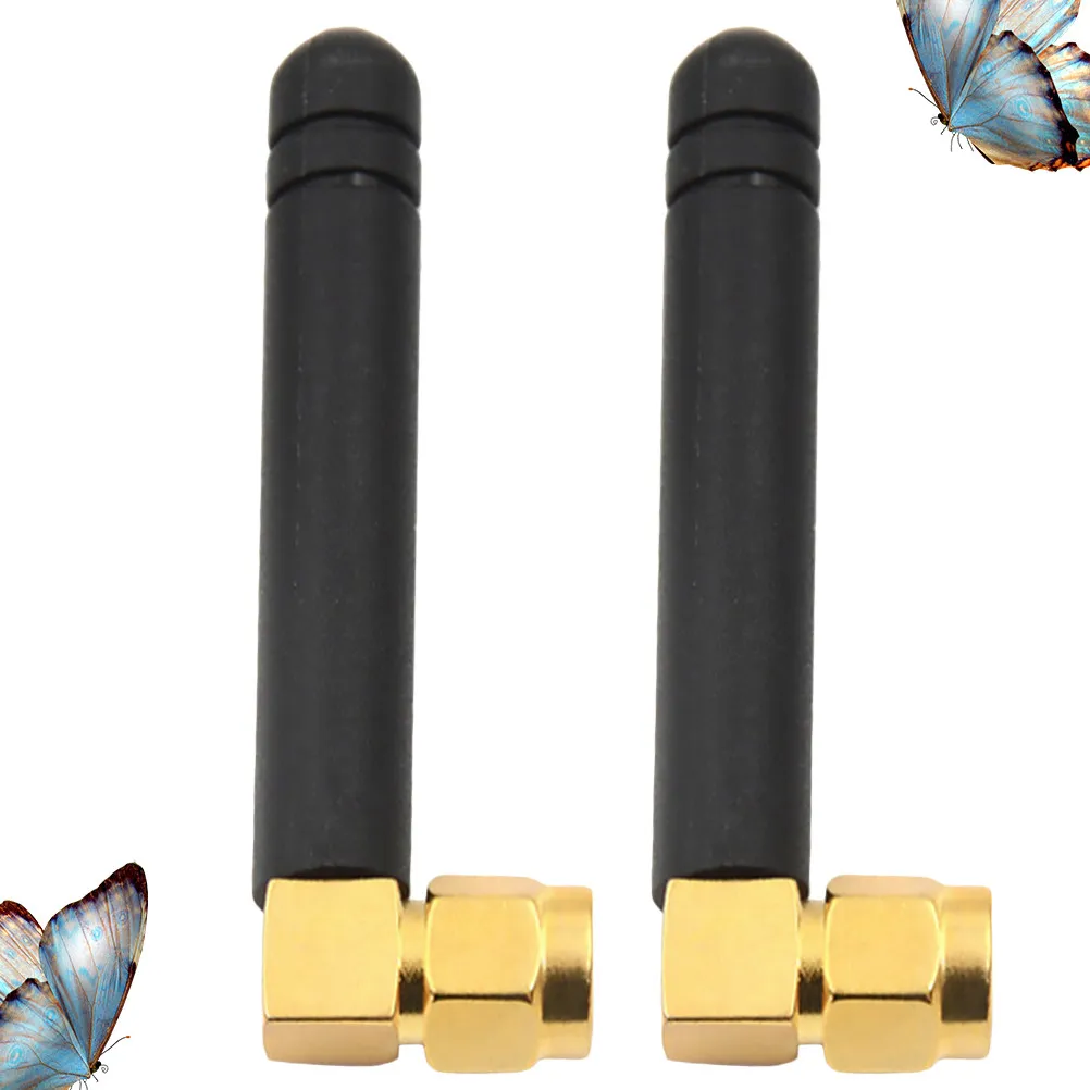 2Pcs 433Mhz Router Antenna Right Angle L Shape Glue Stick Screw Thread Connector High Gain Sma Stable Wireless Signal