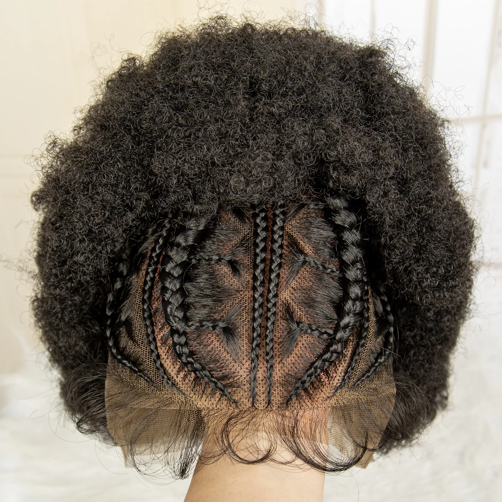 Parrucche intrecciate Afro crespi ricci per donne nere 13x 6 parrucca intrecciata con treccia di Cornrow sintetica frontale in pizzo con i capelli del bambino per le donne africane